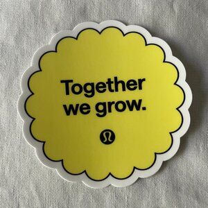 NEW lululemon Together We Grow yellow, black & white decal sticker rare